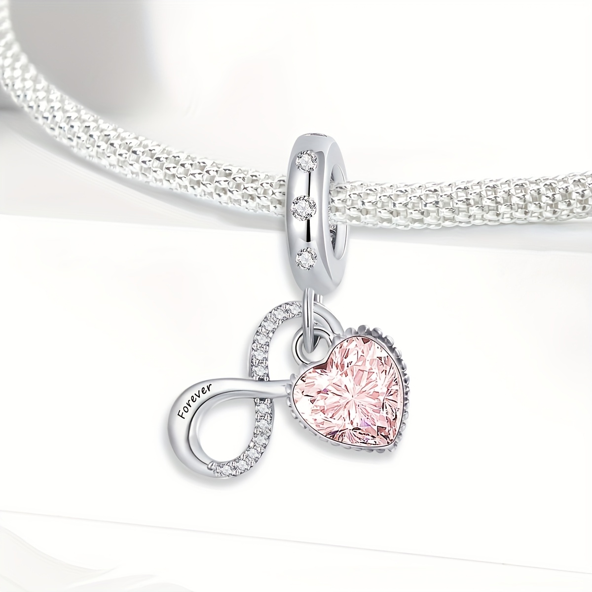 925 Silver Plated Infinity Heart Pendant for DIY Jewellery Making
